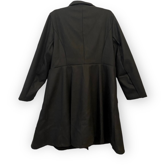 Plus Solid Double Breasted Overcoat Warm Outwear Jacket Pea Trench Coat - Picture 10 of 15